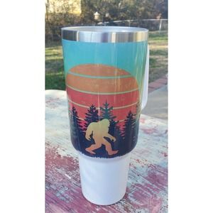 40 Ounce Tumbler He's Out There Bigfoot Sasquatch Stainless Steel